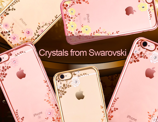 Чехол накладка Swarovski Kingxbar Flora Pink Gold для iPhone 8 Розовое золото - Изображение 96544