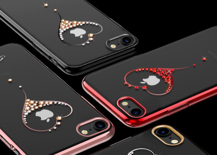 Чехол накладка Swarovski Kingxbar Starry Sky Black Heart для iPhone 8 Черный
