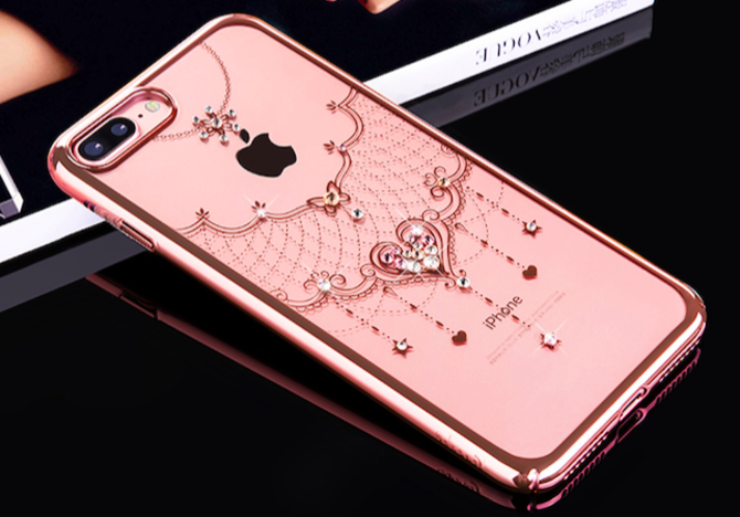 Чехол накладка Swarovski Kingxbar WANSHA Rose Gold для iPhone 8 Розовое золото