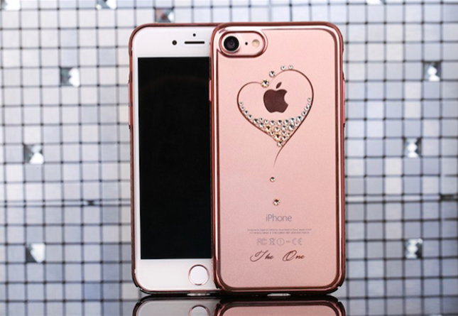 Чехол накладка Swarovski Kingxbar Starry Sky Rose Heart для iPhone 8 Розовое золото