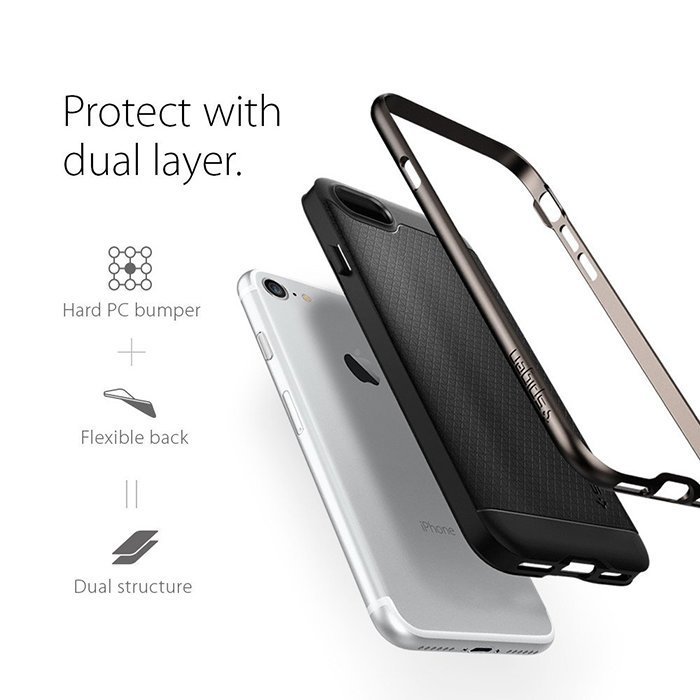 Противоударный чехол накладка Spigen Neo Hybrid для iPhone 7 Черный - Изображение 98827