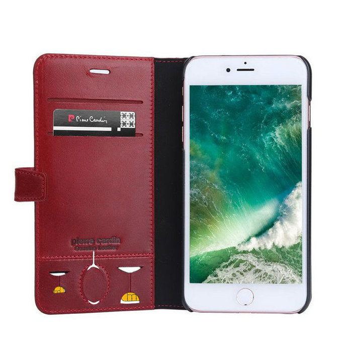 Кожаный чехол-книжка Pierre Cardin для iPhone 8 Plus Красный - Изображение 99301