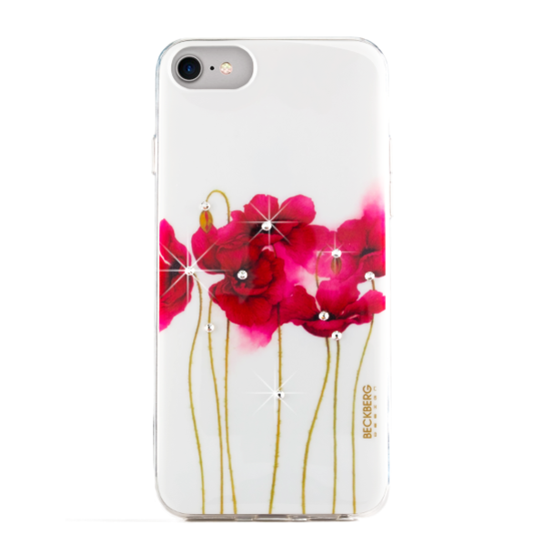 Cиликоновый чехол накладка Beckberg Red Flower для iPhone 8 Plus Белый - Изображение 99394