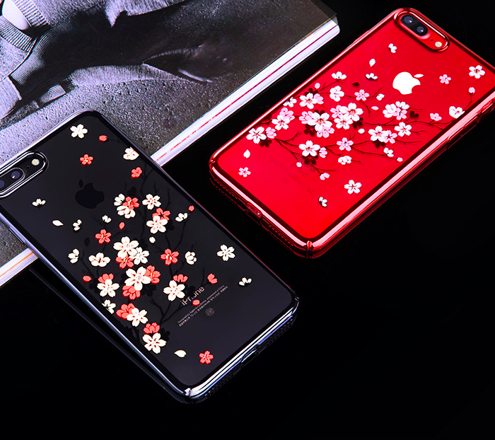Чехол накладка Swarovski Kingxbar Sakura для iPhone 8 Plus Красный - Изображение 99612