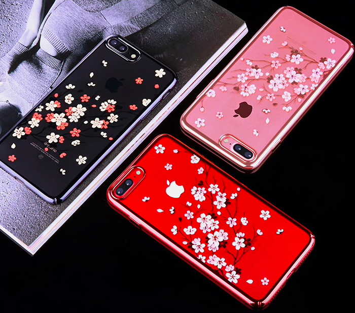 Чехол накладка Swarovski Kingxbar Sakura для iPhone 8 Plus Красный - Изображение 99615