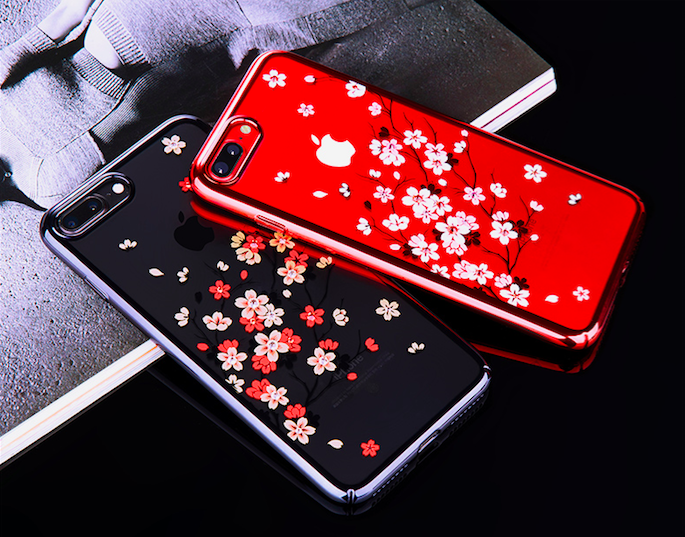 Чехол накладка Swarovski Kingxbar Sakura для iPhone 8 Plus Красный - Изображение 99618