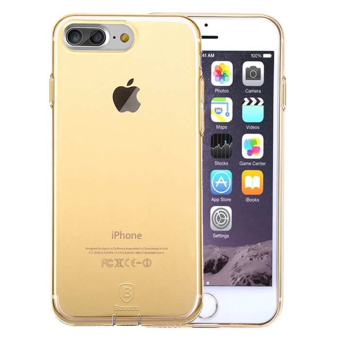 Силиконовый чехол накладка Baseus Simple для iPhone 7 Plus Золотой - Изображение 99702