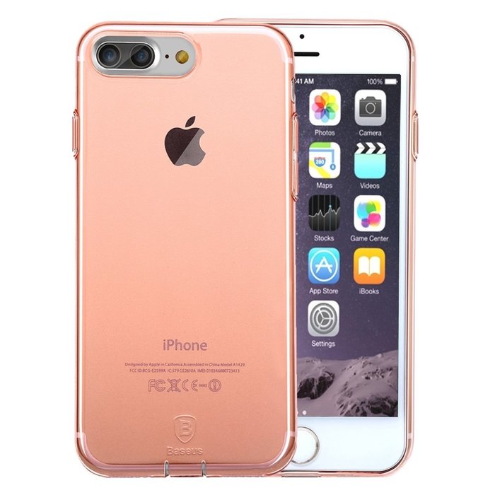 Силиконовый чехол накладка Baseus Simple для iPhone 8 Plus Розовый - Изображение 99729