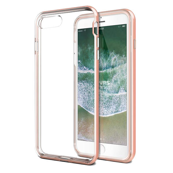 Прозрачный чехол накладка VRS Design Crystal Bumper для iPhone 8 Plus Розовый - Изображение 99861