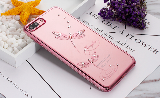 Чехол накладка Swarovski Kingxbar Classic Rose Dragonfly для iPhone 8 Plus Розовый - Изображение 100106