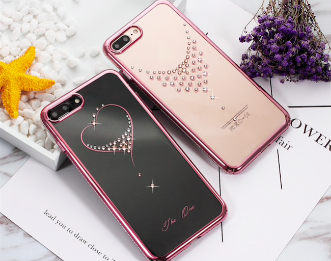 Чехол накладка Swarovski Kingxbar Starry Sky Rose Heart для iPhone 8 Plus Розовый - Изображение 100124