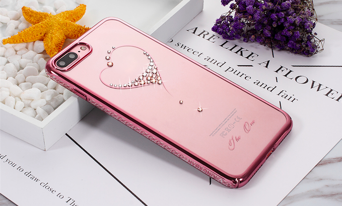 Чехол накладка Swarovski Kingxbar Starry Sky Rose Heart для iPhone 8 Plus Розовый - Изображение 100127