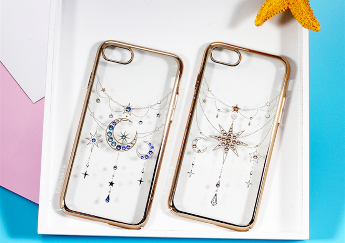 Чехол накладка Swarovski Kingxbar Twinkling Blue Moon Gold для iPhone 7 Plus Золото