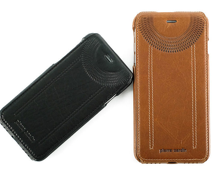 Кожаный чехол флип Pierre Cardin для iPhone 8 Plus Коричневый - Изображение 100403
