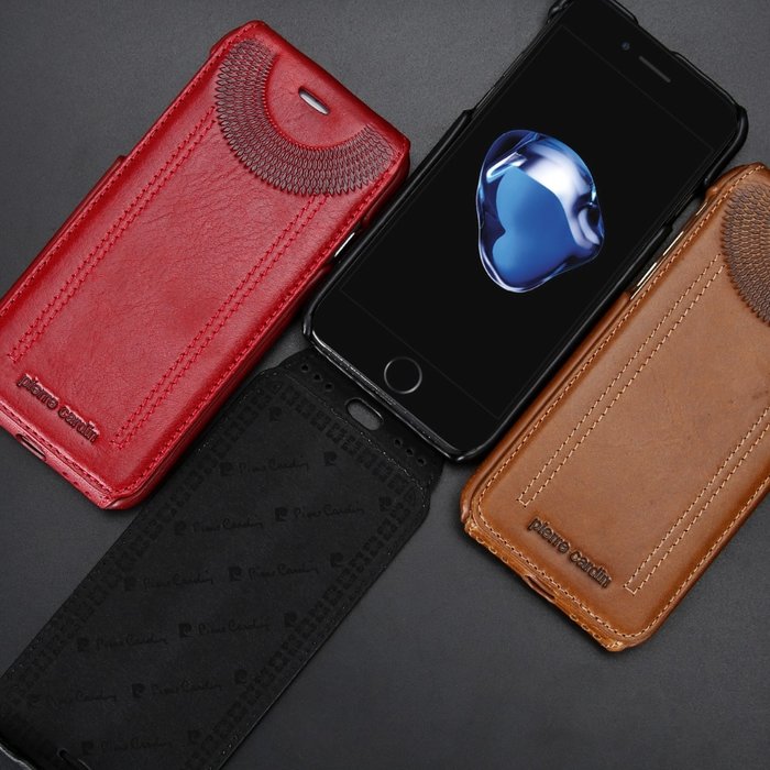 Кожаный чехол флип Pierre Cardin для iPhone 8 Plus Коричневый - Изображение 100406