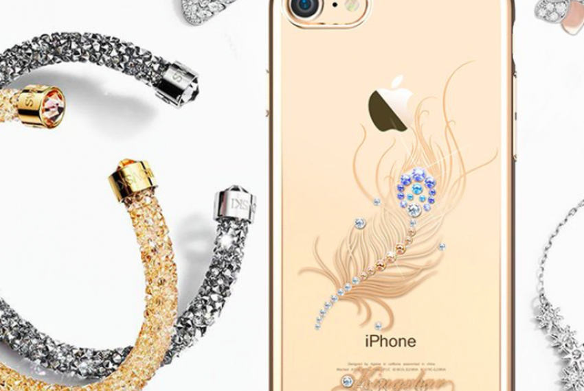 Чехол накладка Swarovski Kingxbar Classic Gold Plumage для iPhone 7 Plus Золото