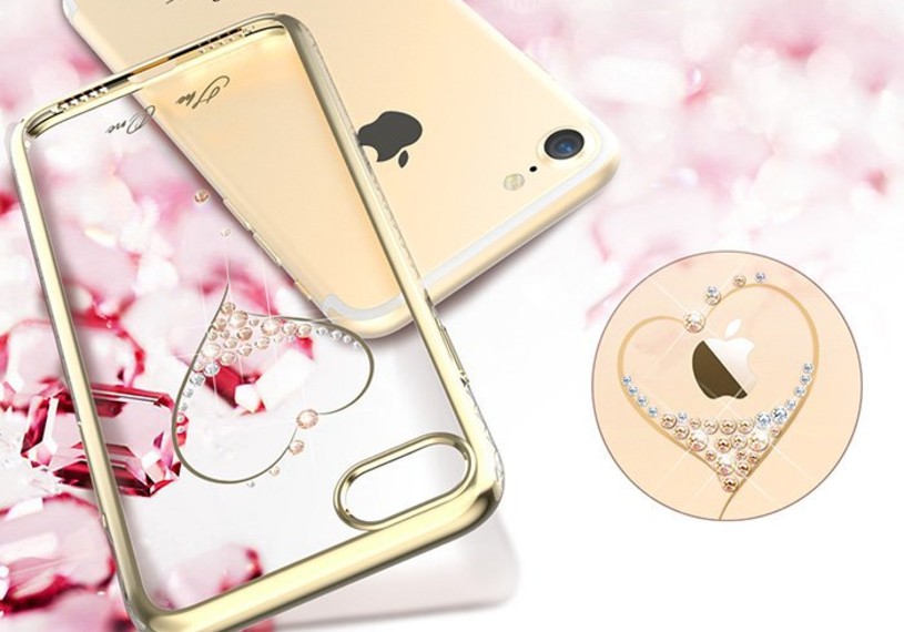 Чехол накладка Swarovski Kingxbar Starry Sky Gold Heart для iPhone 7 Plus Золото