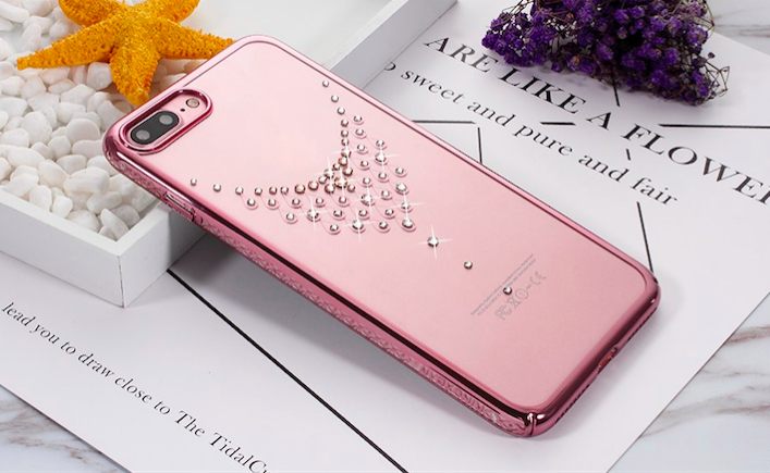 Чехол накладка Swarovski Kingxbar Starry Sky Rose Dew для iPhone 7 Plus Розовый