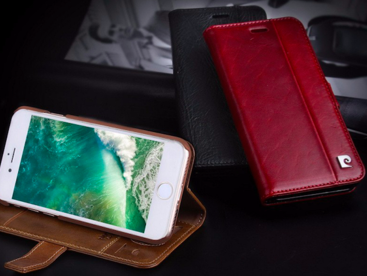 Кожаный чехол-книжка Pierre Cardin для iPhone 7 Plus Красный