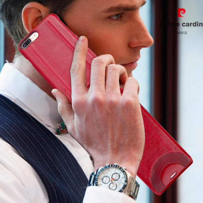 Кожаный чехол флип Pierre Cardin для iPhone 7 Plus Красный - Изображение 100822