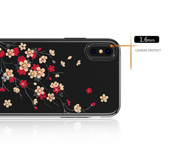Чехол накладка Swarovski Kingxbar Sakura для iPhone X Черный - Изображение 101617