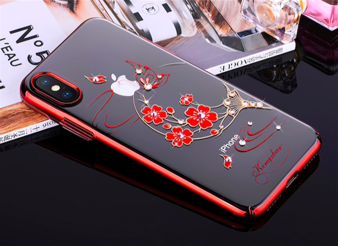 Чехол накладка Swarovski Kingxbar Exquisite Series для iPhone X Blossom Красный - Изображение 101641