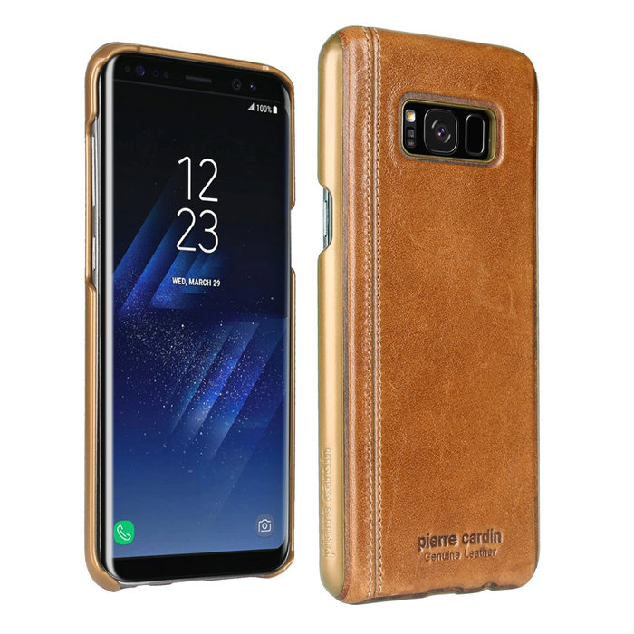 Кожаный чехол накладка Pierre Cardin для Samsung Galaxy S8 Plus Коричневый - Изображение 102748