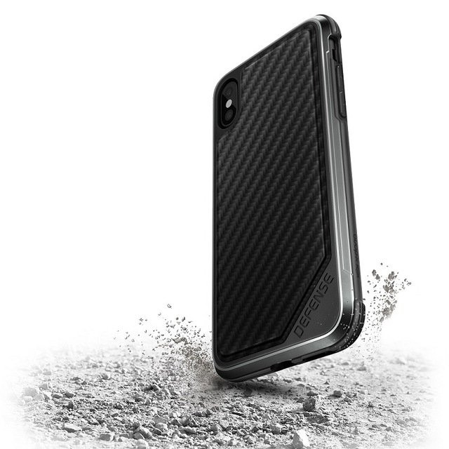 Противоударный чехол накладка X-Doria Defense Lux Carbon для iPhone Xs Max Черный - Изображение 106512