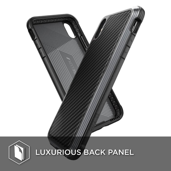 Противоударный чехол накладка X-Doria Defense Lux Carbon для iPhone Xs Max Черный - Изображение 106518