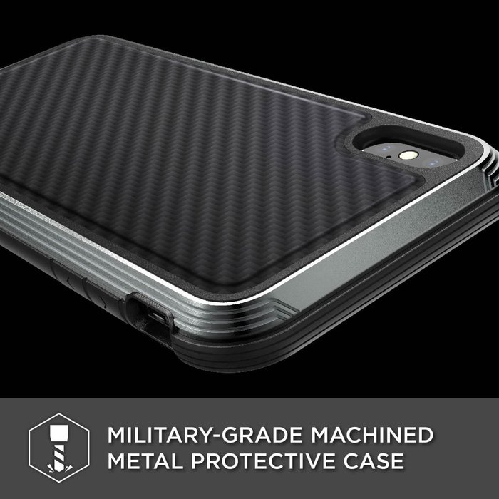 Противоударный чехол накладка X-Doria Defense Lux Carbon для iPhone Xs Max Черный - Изображение 106527