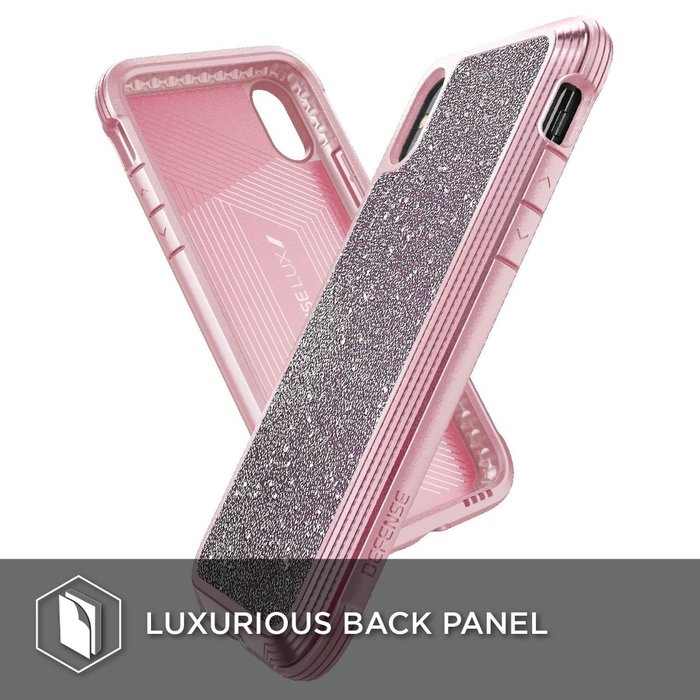 Противоударный чехол накладка X-Doria Defense Lux Glitter для iPhone Xs Max Розовый - Изображение 106554
