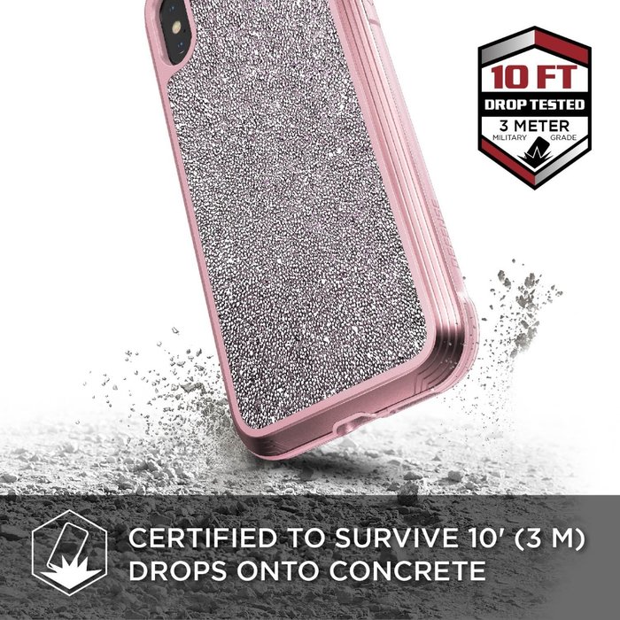 Противоударный чехол накладка X-Doria Defense Lux Glitter для iPhone Xs Max Розовый - Изображение 106563