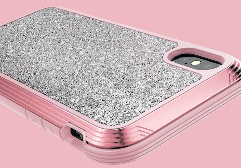 Противоударный чехол накладка X-Doria Defense Lux Glitter для iPhone Xs Max Розовый