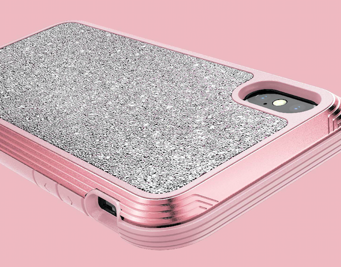 Противоударный чехол накладка X-Doria Defense Lux Glitter для iPhone Xs Max Розовый - Изображение 106566