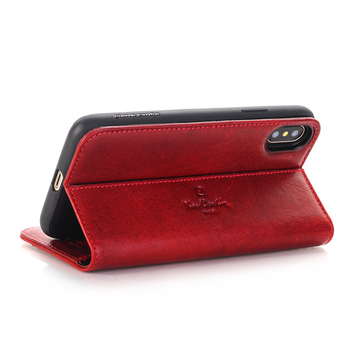Кожаный чехол книжка Pierre Cardin для iPhone Xs Красный - Изображение 112326