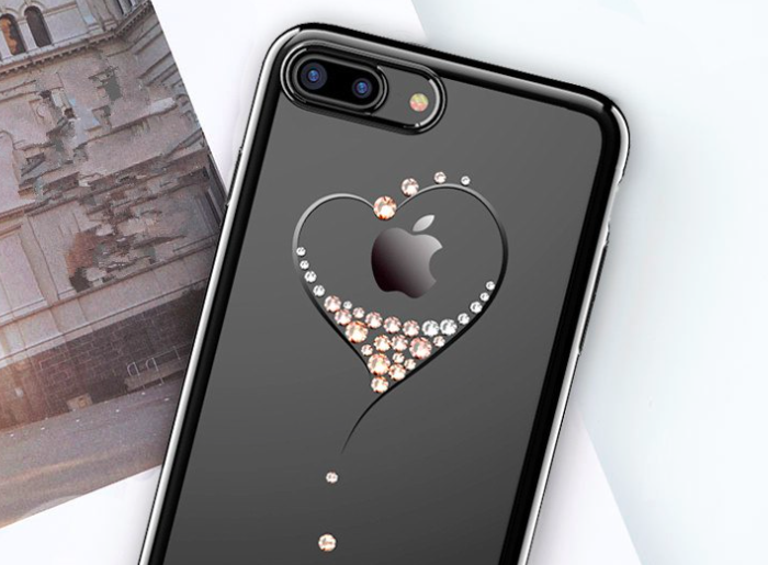 Чехол накладка Swarovski Kingxbar Starry Sky Black Heart для iPhone 7 Plus Черный - Изображение 112446