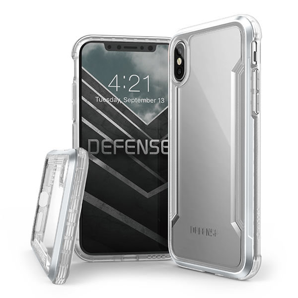 Противоударный чехол накладка X-Doria Defense Shield Clear для iPhone X Серебро - Изображение 113906