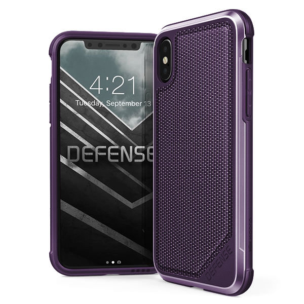 Противоударный чехол накладка X-Doria Defense Lux для iPhone X Фиолетовый нейлон - Изображение 113915