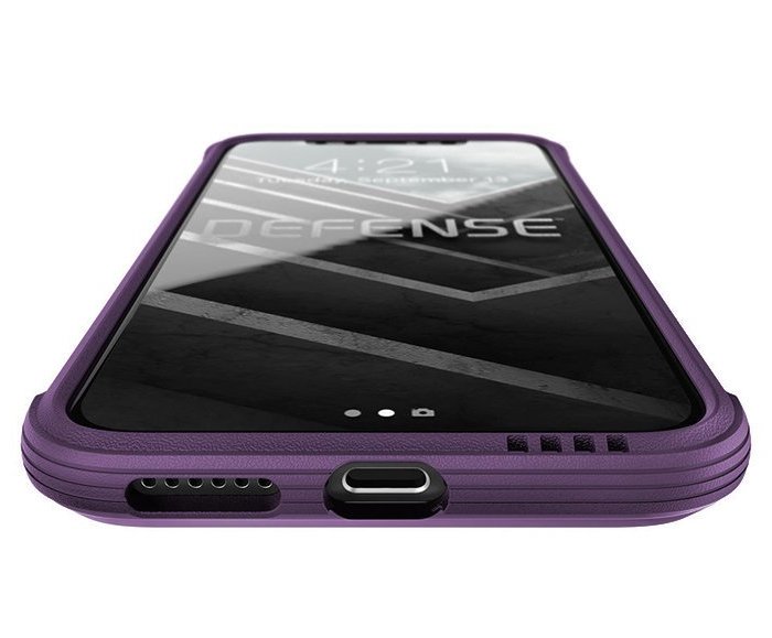 Противоударный чехол накладка X-Doria Defense Lux для iPhone X Фиолетовый нейлон - Изображение 113924