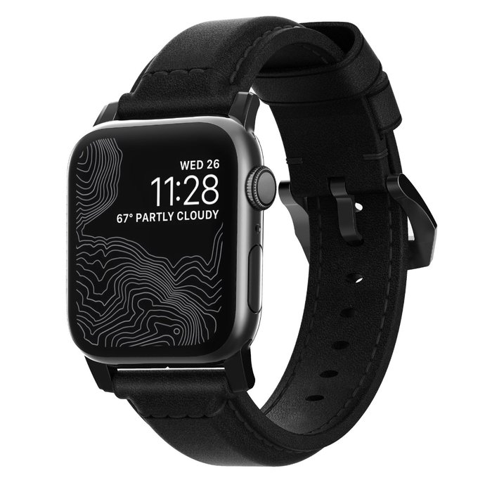 Кожаный ремешок Nomad Traditional для Apple Watch (44мм) Черный с черной застежкой - Изображение 114512