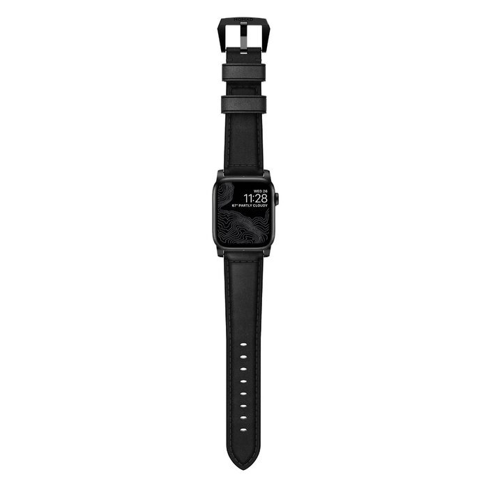 Кожаный ремешок Nomad Traditional для Apple Watch (44мм) Черный с черной застежкой - Изображение 114527