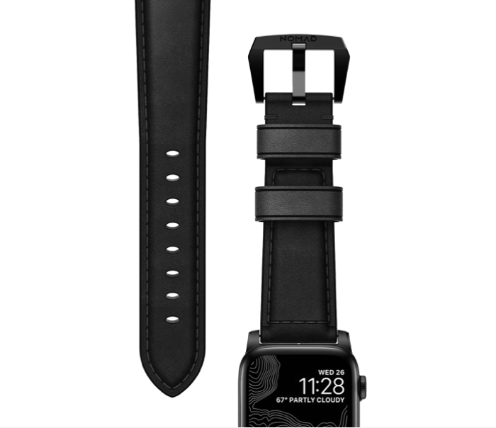 Кожаный ремешок Nomad Traditional для Apple Watch (44мм) Черный с черной застежкой - Изображение 114530