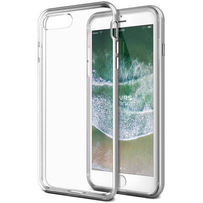 Прозрачный чехол накладка VRS Design Crystal Bumper для iPhone 8 Plus Серебро - Изображение 114881