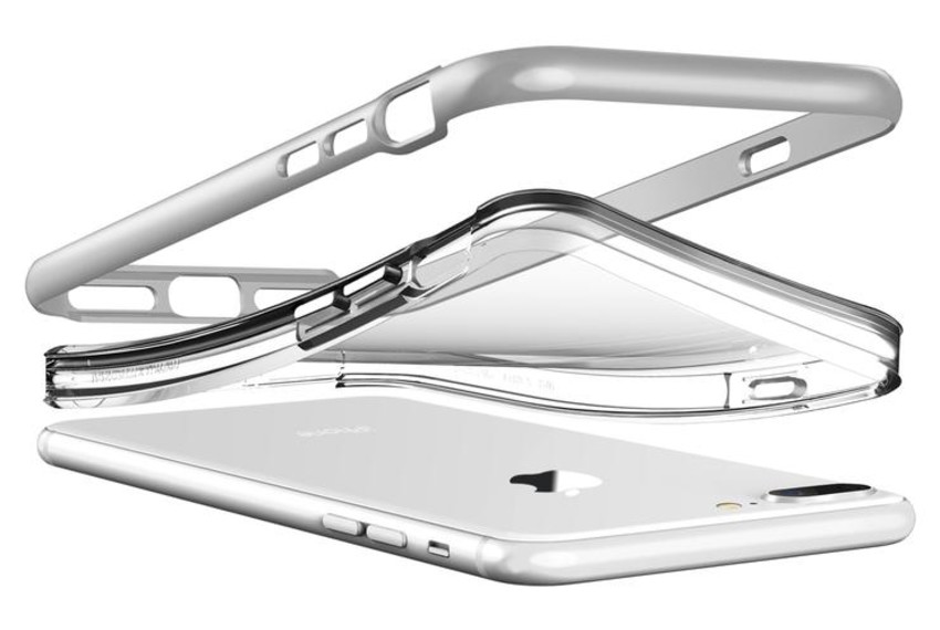 Прозрачный чехол накладка VRS Design Crystal Bumper для iPhone 8 Plus Серебро