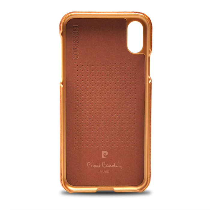 Кожаный чехол накладка Pierre Cardin для iPhone Xs Светло-Коричневый - Изображение 115805