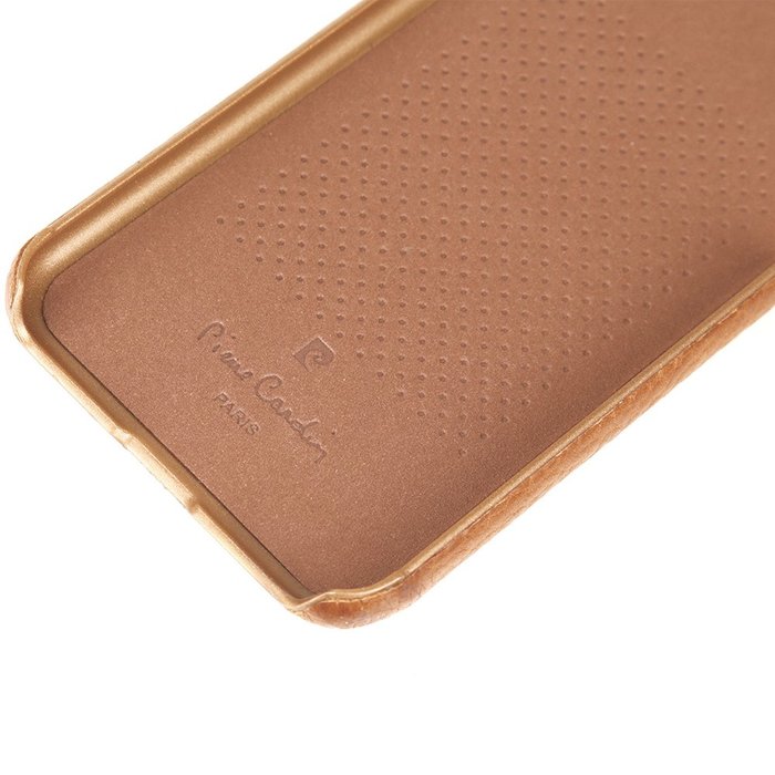 Кожаный чехол накладка Pierre Cardin для iPhone Xs Светло-Коричневый - Изображение 115808