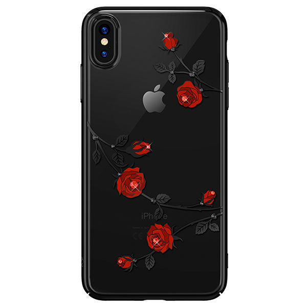 Чехол накладка Swarovski Kingxbar Blossom Roses для iPhone Xs Max Черный - Изображение 117305