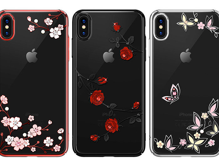 Чехол накладка Swarovski Kingxbar Blossom Roses для iPhone Xs Max Черный - Изображение 117308