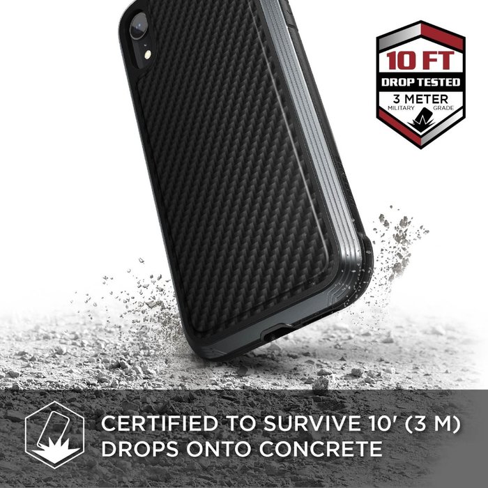 Противоударный кожаный чехол накладка X-Doria Defense Lux для iPhone Xr Черный Карбон - Изображение 117495