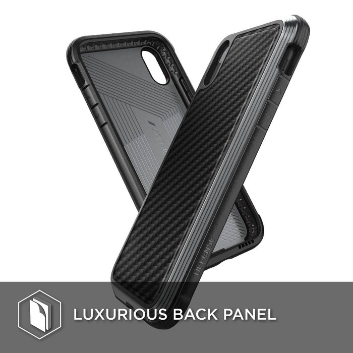 Противоударный кожаный чехол накладка X-Doria Defense Lux для iPhone Xr Черный Карбон - Изображение 117498